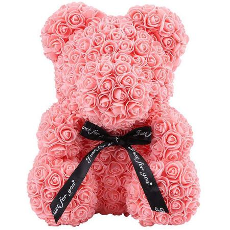Love teddy beer van roze kunst rozen met cadeau doos | Moederdag | Verkering | Beertje | Roze | 25CM | Valentijnsdag | Valentijnscadeau | Inclusief Giftbox